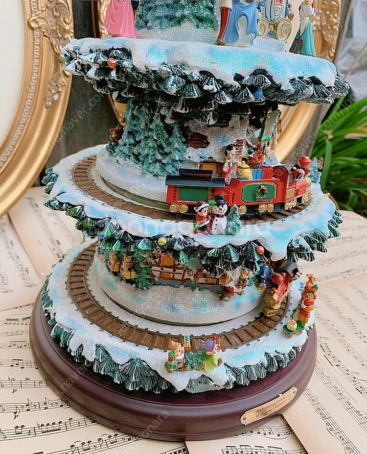 빈티지 디즈니 프린세스 미키 크리스마스 트리 오르골--7