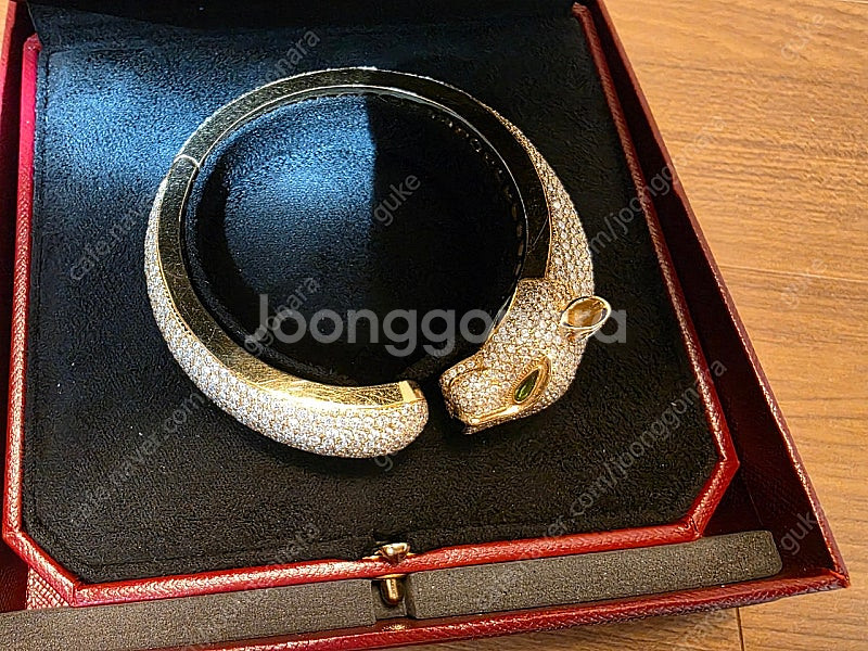 까르띠에 풀파베 18k 팬더 풀 다이아 팔찌 뱅글 티파...--4