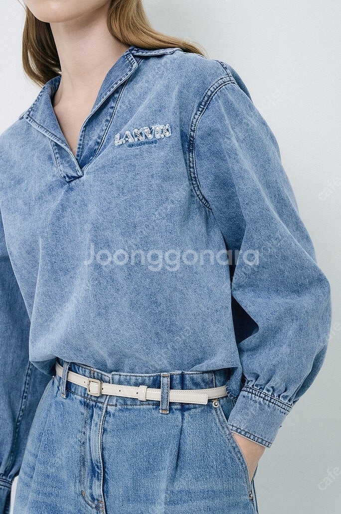 2025 랑방컬렉션 로고 데님 탑 한섬--0