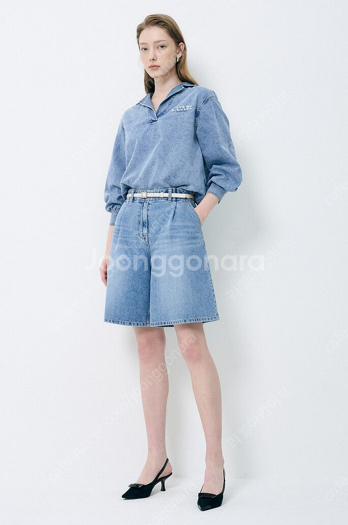 2025 랑방컬렉션 로고 데님 탑 한섬--4