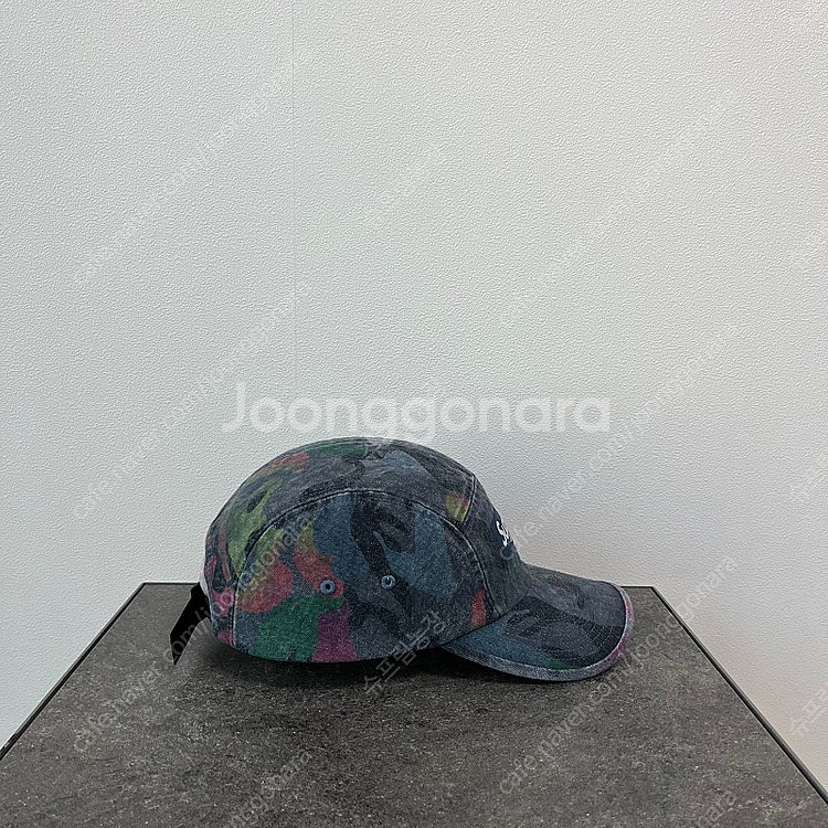 슈프림 캔버스 카모 네이비 박스로고 캠프캡 모자--2