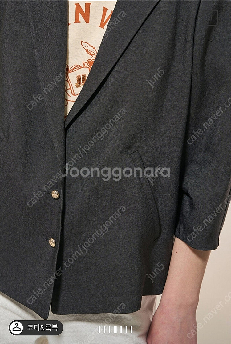 (한섬) 랑방 린넨 턱슬리브 자켓 66 다크그레이 새제...--3