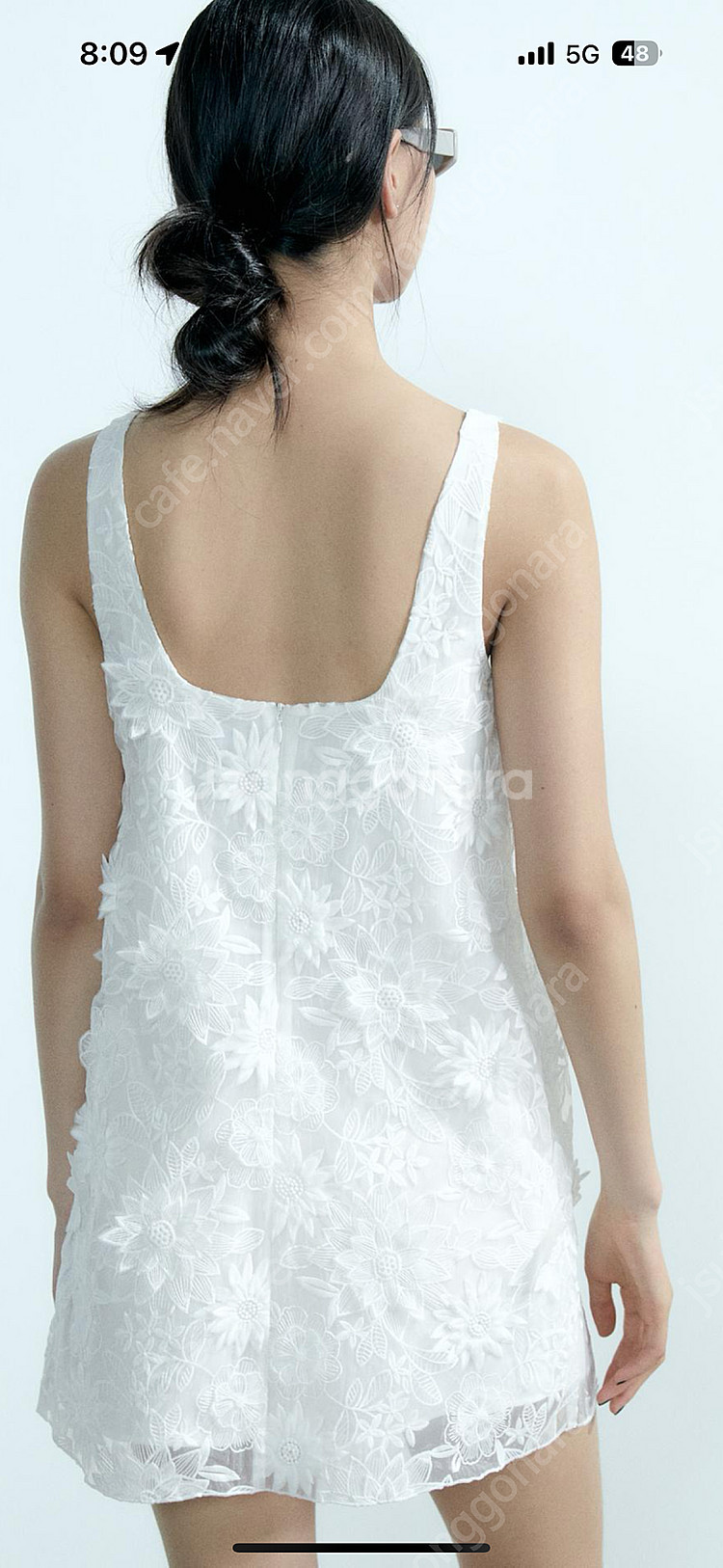 자라 스퀘어넥 플라워자수 미니 원피스--3