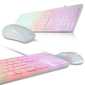 앱코 LED 멤브레인 유선 키보드 마우스 세트 KM120 화이트 USB