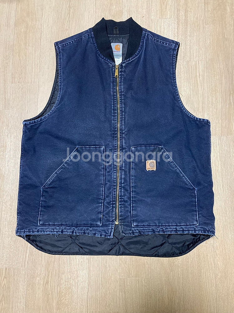 [XL] 빈티지 칼하트 샌드스톤 베스트 조끼 / 네이비--0