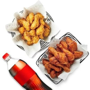 배민4만원 황올반반 뿌링클콤보 콰삭킹 허니+레드콤보 아메리카노 2잔 + 생크림 카스텔라