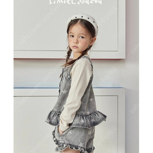 리미떼두두 스타 데님 러플 베스트 팬츠 흑청 XL