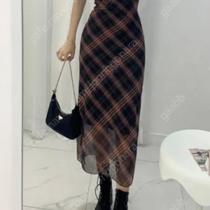 체크 뷔스티에 원피스