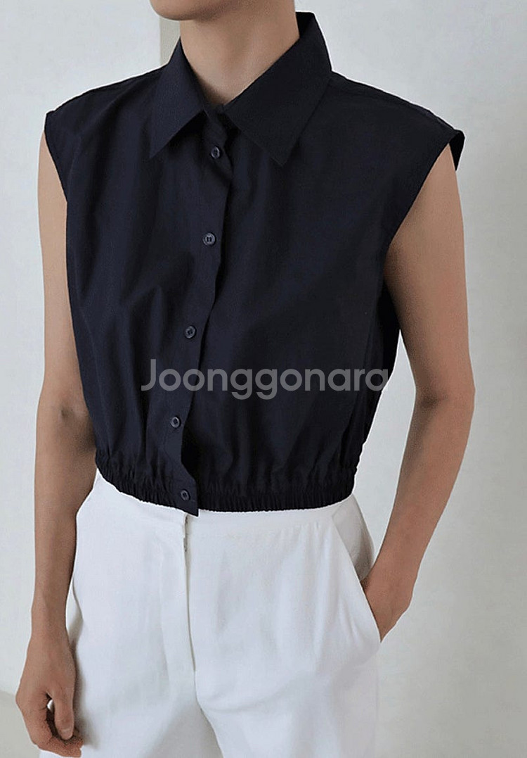 11am 슬리브리스 셔츠 네이비 새제품 판매합니다--1