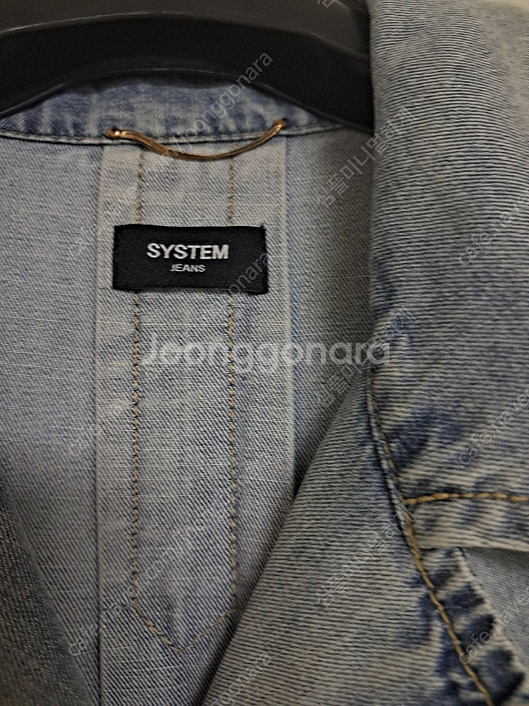 (가격내림)스템 데님 오픈 카라 원피스--5