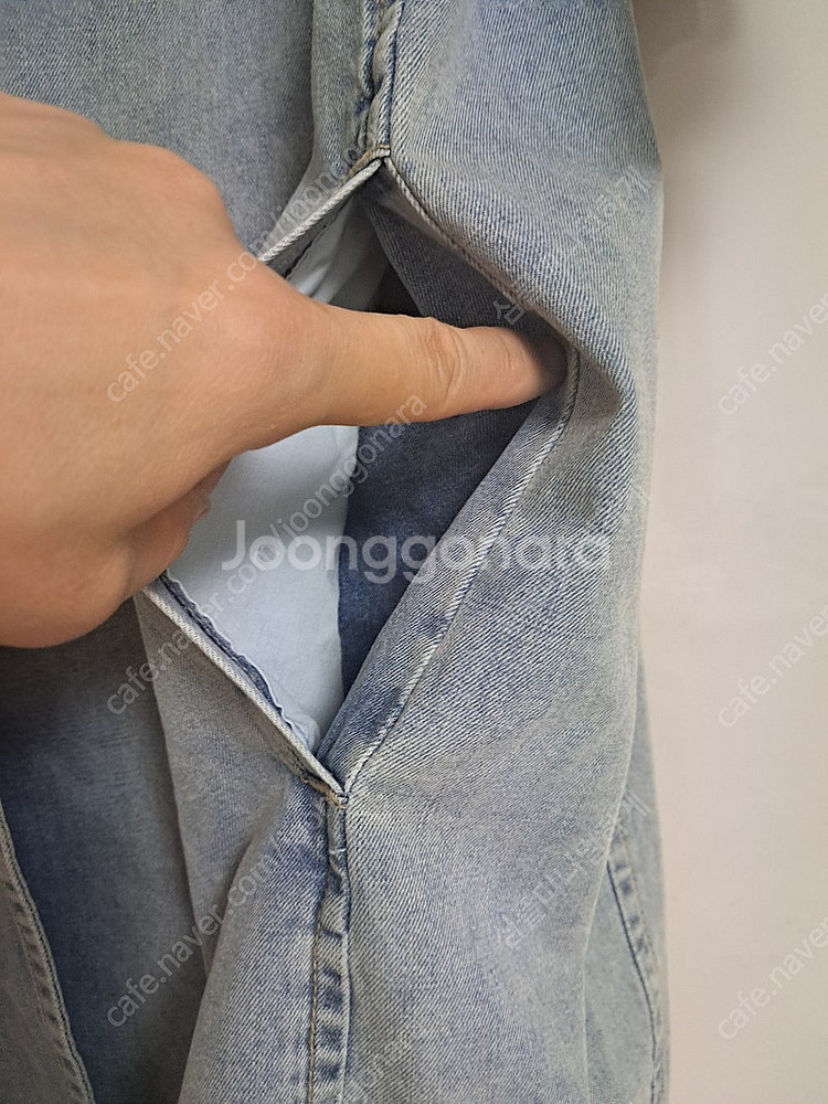(가격내림)스템 데님 오픈 카라 원피스--7