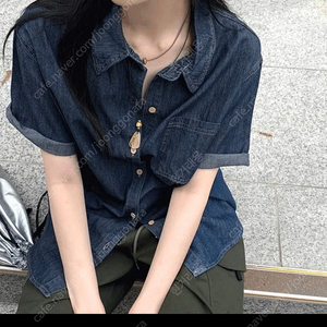 반팔 청데님셔츠