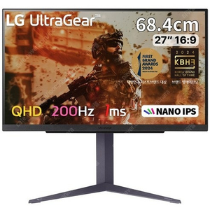 27GS85Q 68cm(27인치)QHD 나노IPS2 200Hz(/C) 1ms 게이밍 모니터 울트라기어HDR 지싱크피 벗높낮이조절
