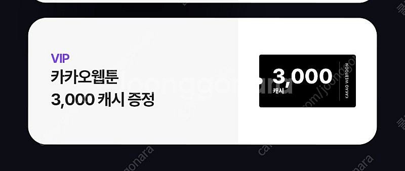 카카오페이지, 카카오웹툰 3000캐시 (각각 1500)--0