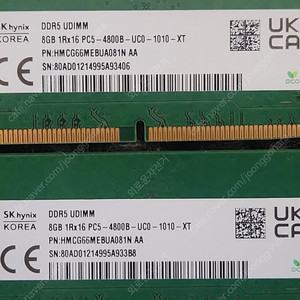 Sk하이닉스 ddr5 램 4800 8gb * 2 16gb