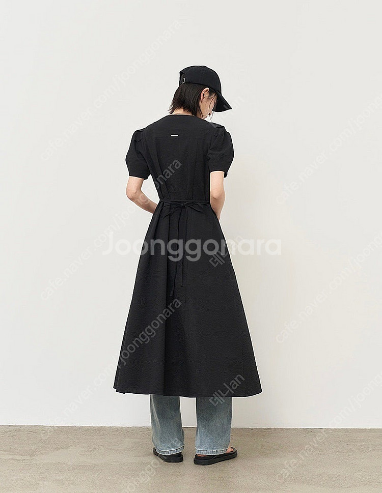 제너럴아이디어 브이넥 퍼프 롱 원피스 S 새상품--3
