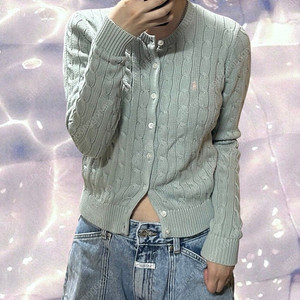 폴로 랄프로렌 케이블 꽈배기 니트 가디건 민트 피스타치오 S