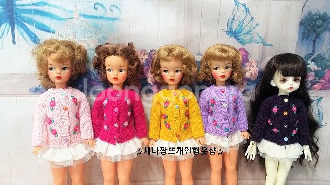 타미&usd구체관절인형 뜨개자수원피스, 뜨개가디건 판매--6