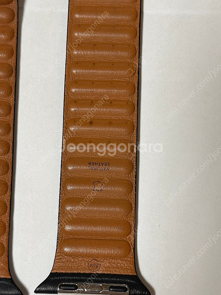 애플 정품 스트랩 레더 링크 블랙 S/M 44mm--3