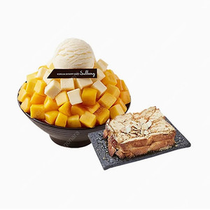 설빙 애플망고치즈설빙+인절미토스트 팝니다