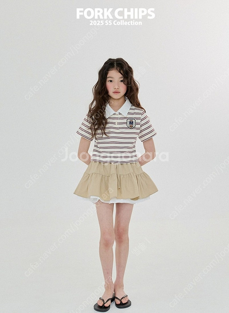 포크칩스 카라 줄무늬 티셔츠 js.jl새상품--0