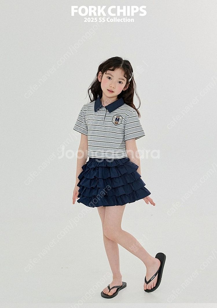 포크칩스 카라 줄무늬 티셔츠 js.jl새상품--1