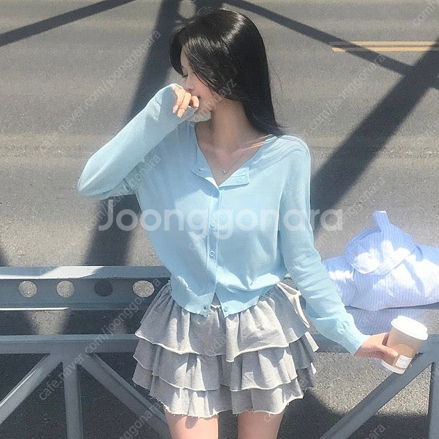 여름 시스루 살안타 가디건 하늘 소라--0