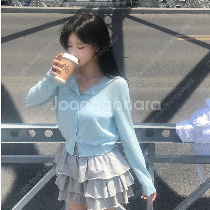 여름 시스루 살안타 가디건 하늘 소라--1