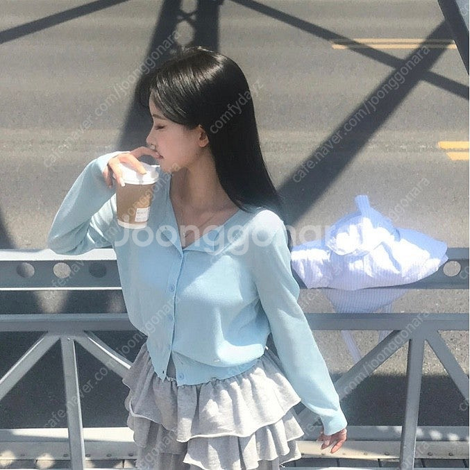 여름 시스루 살안타 가디건 하늘 소라--2