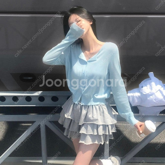 여름 시스루 살안타 가디건 하늘 소라--5