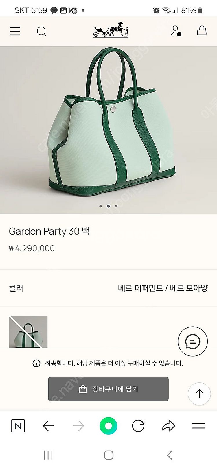 에르메스 가든파티 캔버스 30사이즈--1