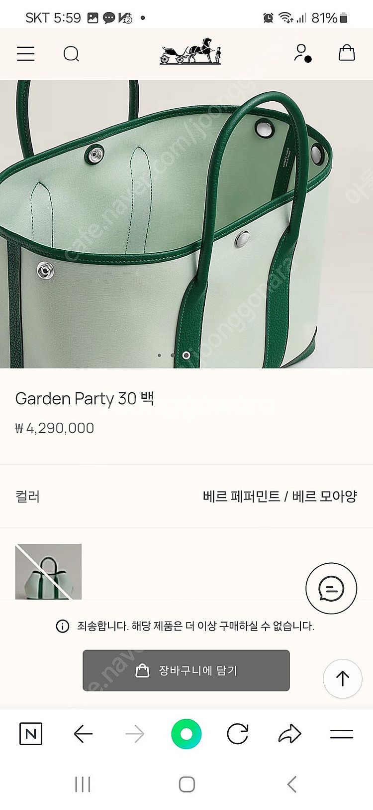 에르메스 가든파티 캔버스 30사이즈--2