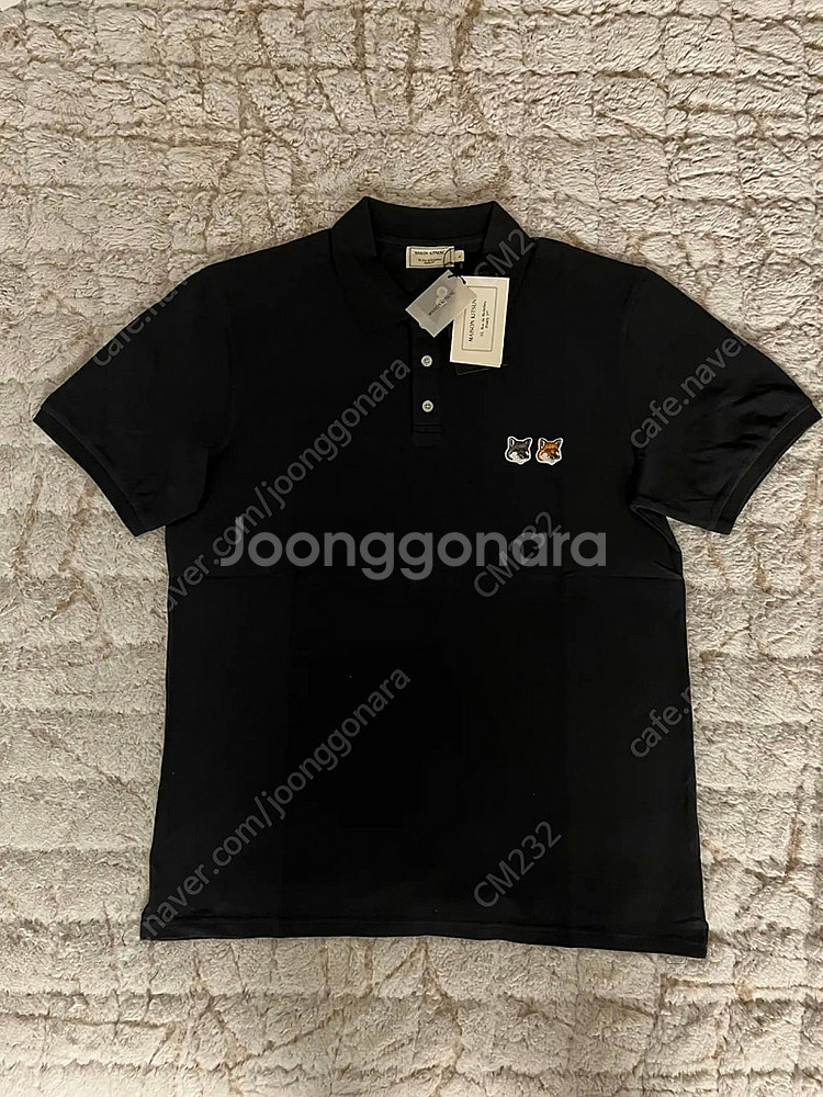 메종키츠네 더블 폭스헤드 카라 티셔츠 차콜색상(앤트러사...--0