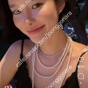 드멜 홍메리 레이어드 세줄 진주목걸이(6미리,새상품)