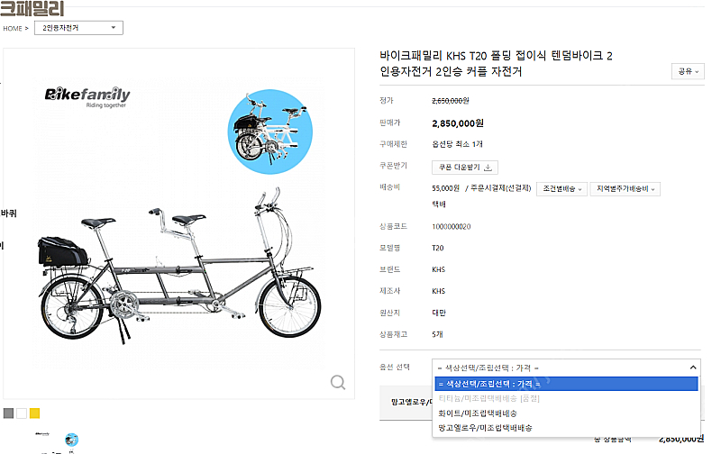 KHS 폴딩가능한 탠덤 자전거 (2인용/접이식) 판매 ...--1