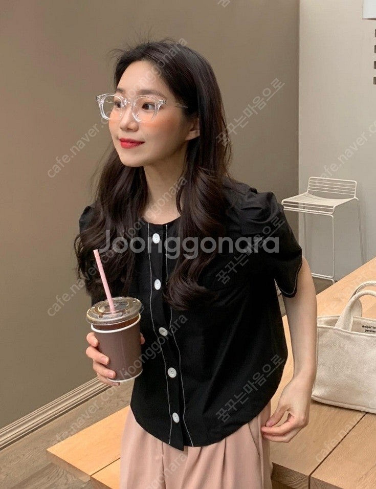 프롬비기닝 스티치 퍼프 블라우스--0