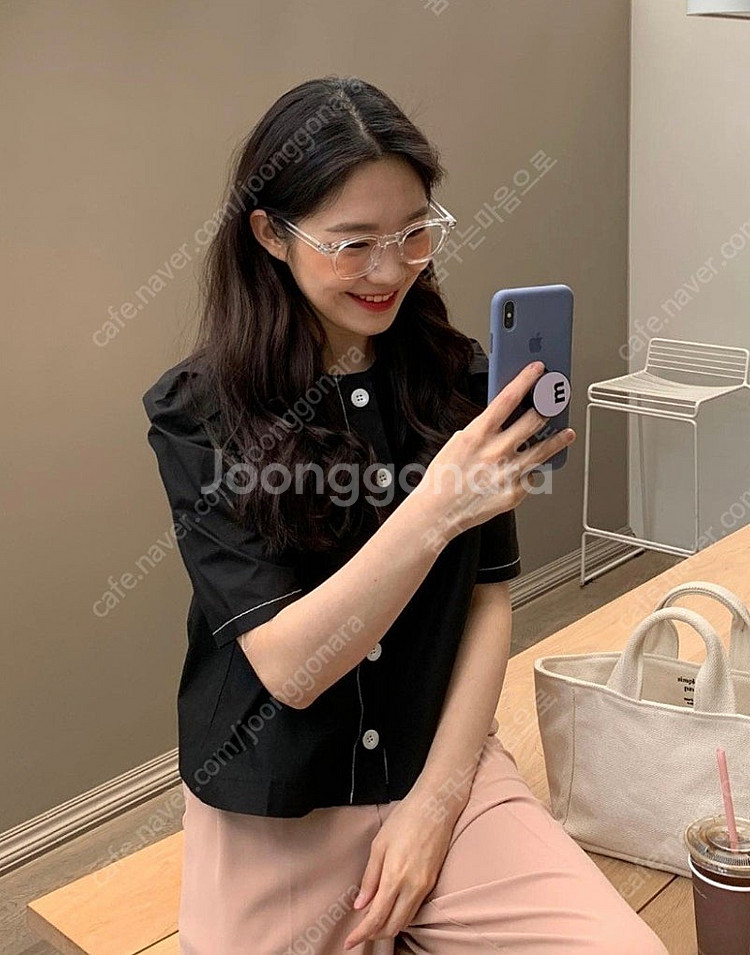 프롬비기닝 스티치 퍼프 블라우스--2
