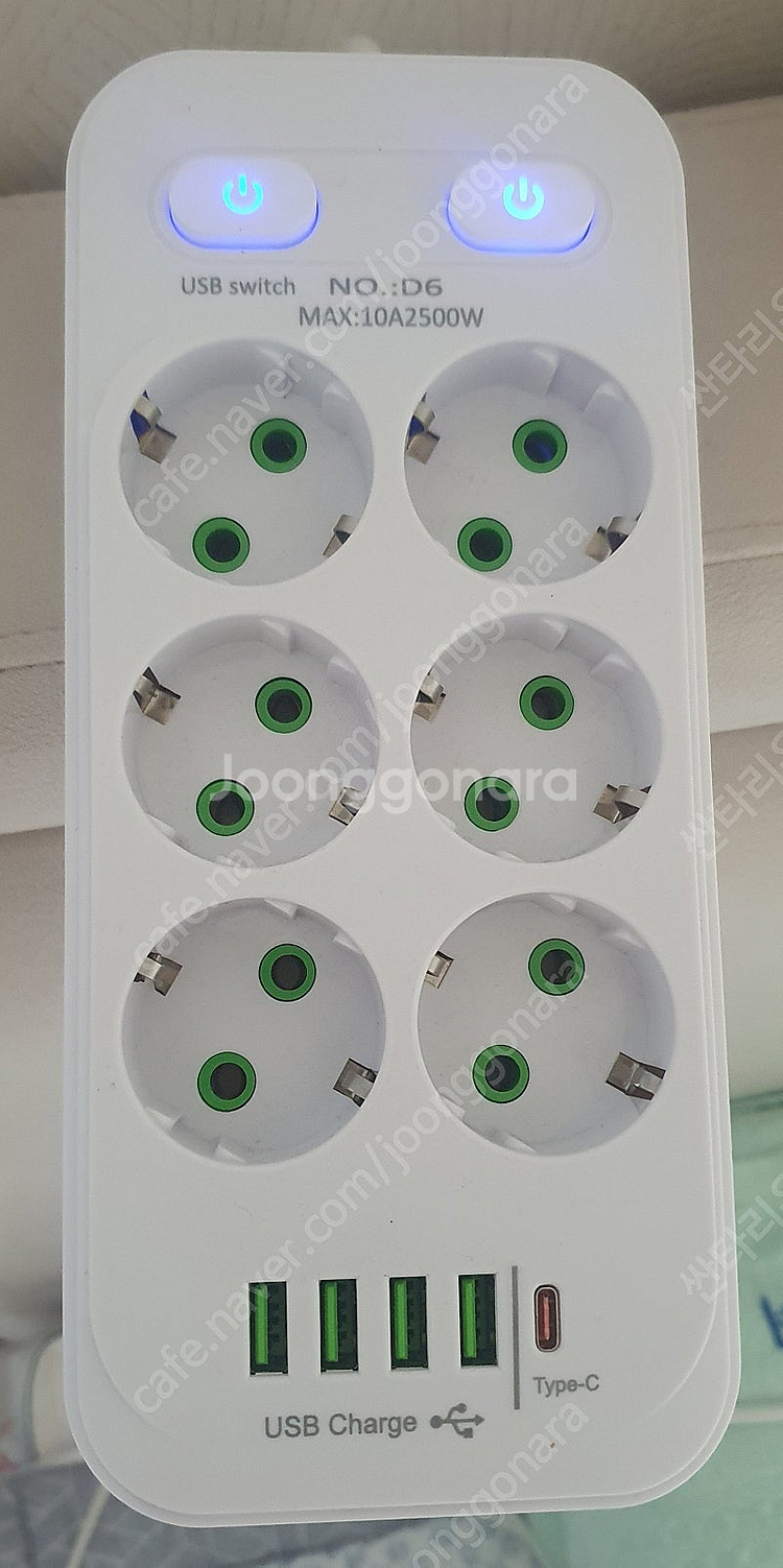 멀티탭 끝판왕 2m, 6구, 2500w, usb 4포트...--2
