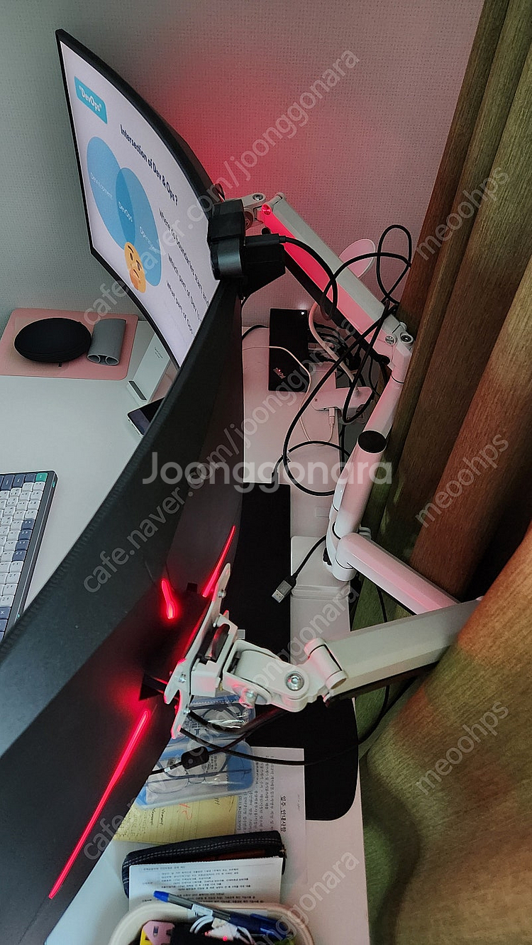 한성 TFG27Q14V QHD 곡면 모니터 2대와 거치...--3