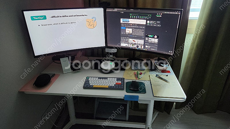 한성 TFG27Q14V QHD 곡면 모니터 2대와 거치...--0