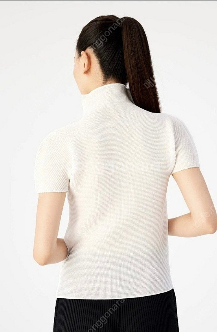 미 이세이미야케 스트레치 반목 반팔 탑 화이트 새상품 ...--2