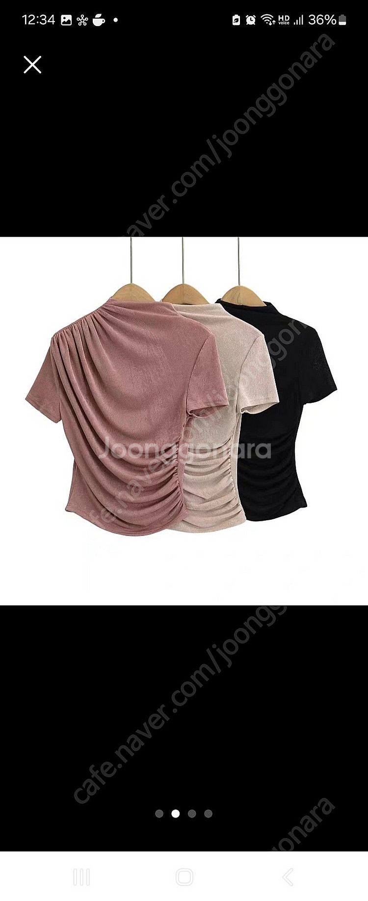 섹시한 느낌 셔링 반팔티 블랙 새상품 L--1