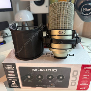 MXL990 콘덴서마이크 + M-AUDIO M-TRACK DUO 오디오인터페이스(2채널)