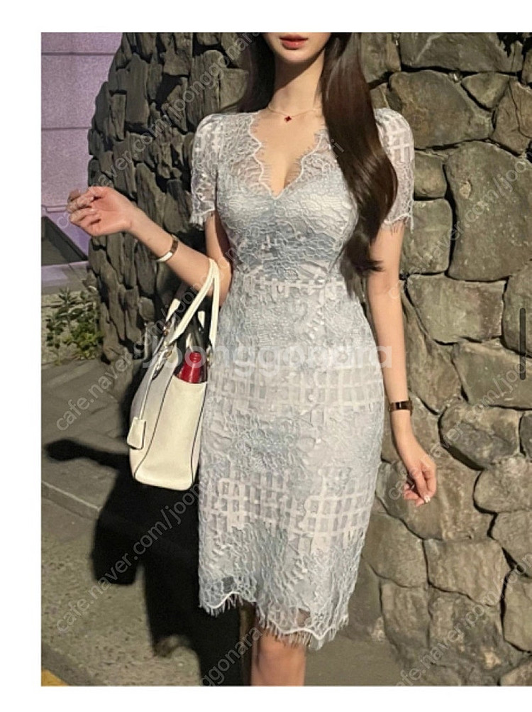 청순 소라 시스루 플라워 레이스 미니 고급 레이스원피스...--0