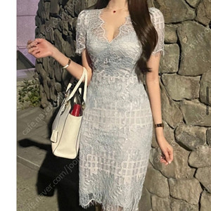 청순 소라 시스루 플라워 레이스 미니 고급 레이스원피스 반팔H라인 하객룩