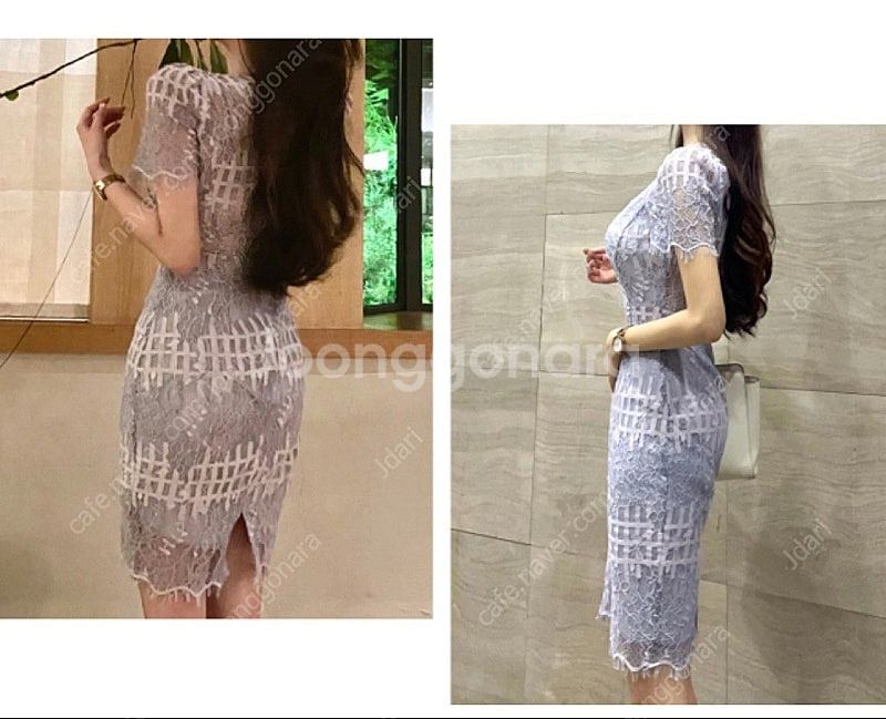 청순 소라 시스루 플라워 레이스 미니 고급 레이스원피스...--2
