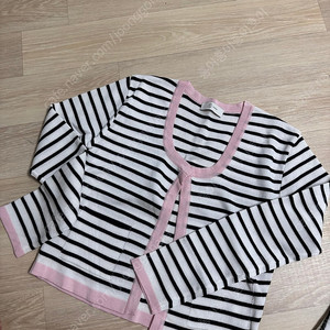 블러썸컴퍼니 여름 니트 / ET STRIPE TOP + CARDIGAN / 핑크