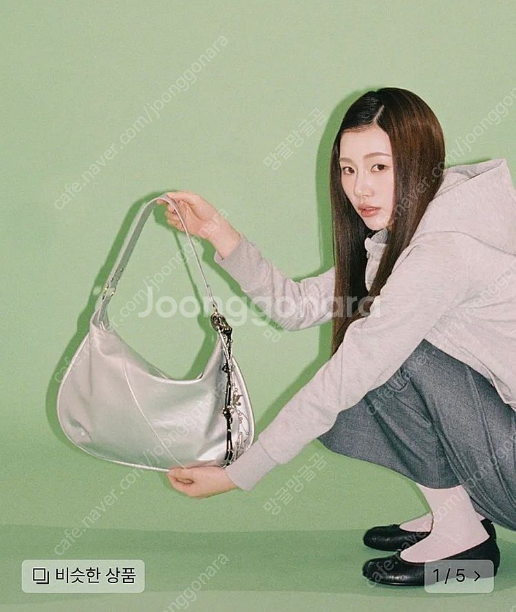 [새상품] 여밈가방 하프문백 환승연애 유정 콜라보 실버...--0