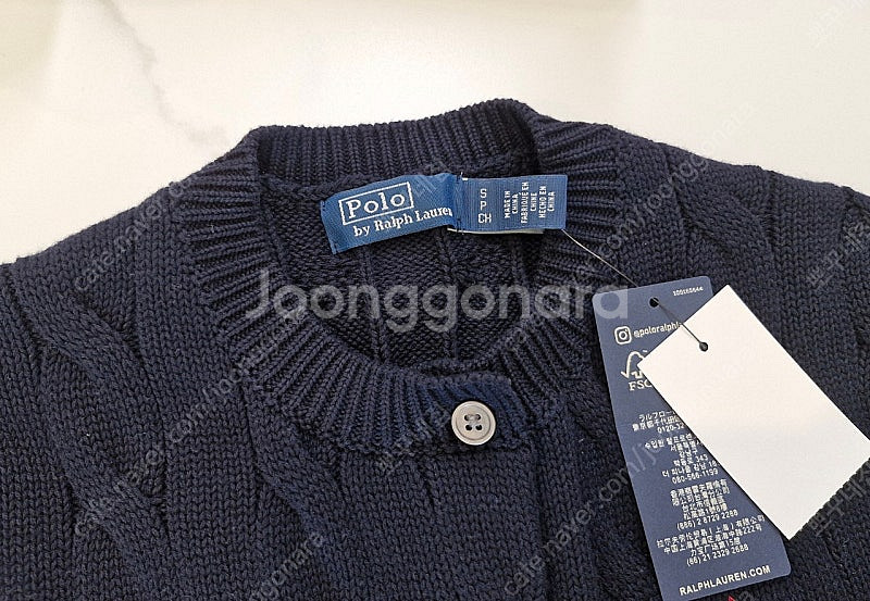 폴로 여성 꽈배기 가디건 S사이즈 새상품 블랙--2