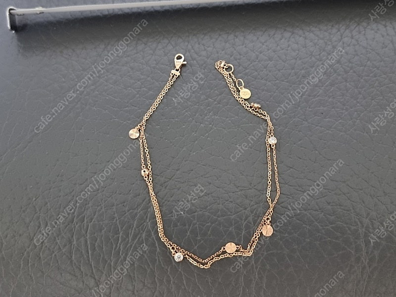 제이에스티나 14k 두줄 발찌 로즈골드 2.42그램--0